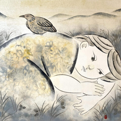 《新連載・こどもとわたし》「夕焼け小焼けの町」横山芙實（日本画家）
