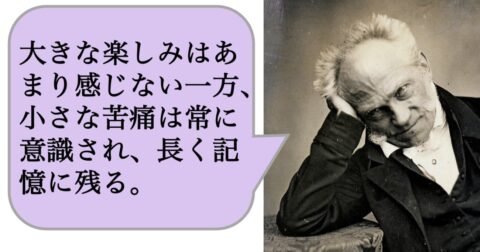 【哲学】大きな楽しみはあまり感じない一方、小さな苦痛は常に意識され、長く記憶に残る。 – 求めない練習　絶望の哲学者ショーペンハウアーの幸福論