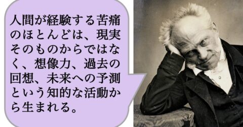 人間が経験する苦痛のほとんどは、現実そのものからではなく、想像力、過去の回想、未来への予測という知的な活動から生まれる。 – 求めない練習　絶望の哲学者ショーペンハウアーの幸福論